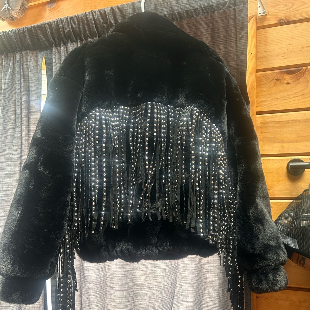 Akira fringe faux fur jacket
